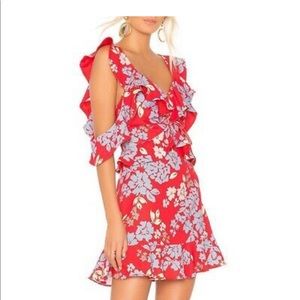 CMEO Collective ruffle mini dress with flower print